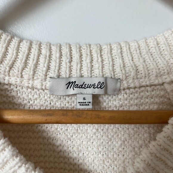 Madewell Arden V-Neck Crop Pullover Sweater | Size: S | Color: White - Picture 2 of 4